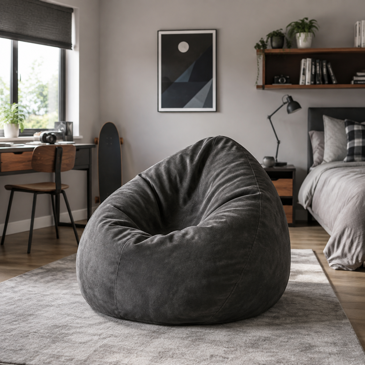 Faux Suede Jumbo Beanbags in a modern teenage setting - lifestyle image 5