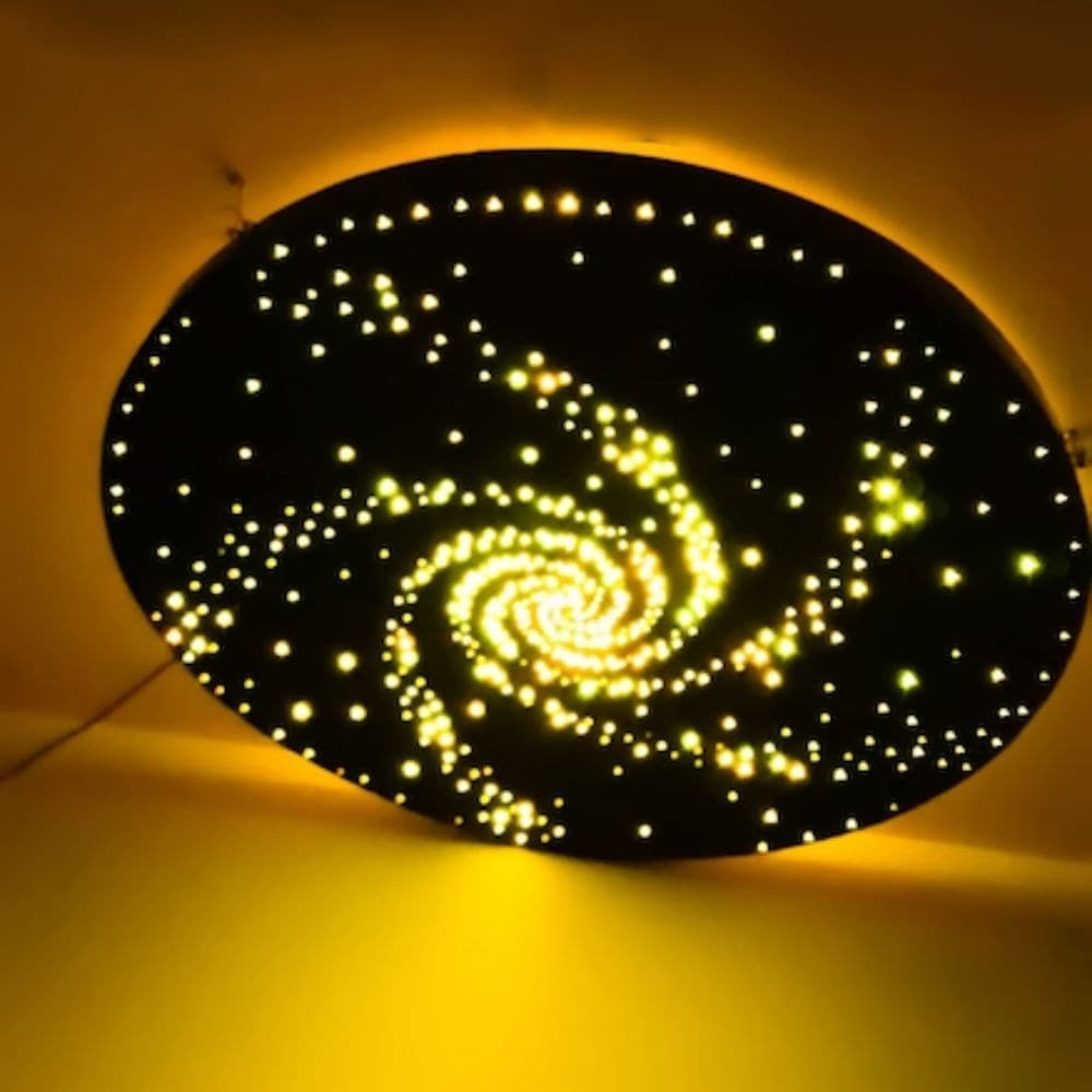 Fibre Optic Ceiling Ring Display, Create a stunning galaxy of stars on the ceiling of a sensory room or sensory area with this fibre optic ceiling kit. Decorative and offers visual interest, especially to users who spend a lot of time lying down and looking upwards. Control the colours with the remote control or let it scroll through a colour changing sequence to create a starry night light show. Most effective in a darkened environment. Professional installation required as the disc needs fixing to the cei