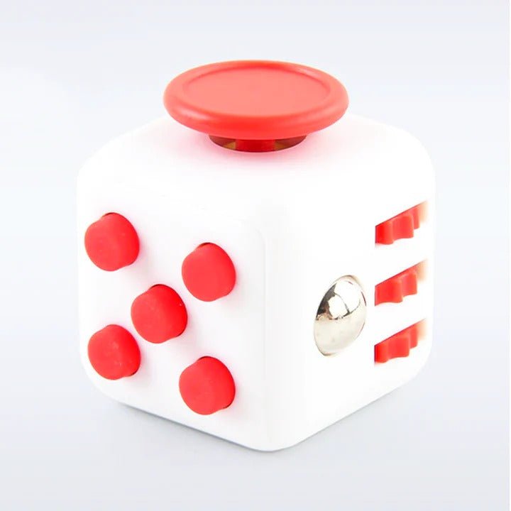 Fidget cube, The Fidget Cube is the ultimate finger fidget gadget. If you need your nerves calming or your boredom feeding, this little highly addictive Fidget cube is just the device for you. Keep the fidget cube in your pocket or bag and take it where ever you go. The Fidget cube has six different functions to help soothe away the stresses and strains of the modern world. Glide, roll, click, rub, spin and flip, in any order, at any time. The Fidget cube is a great fine motor workout for fingers of the you