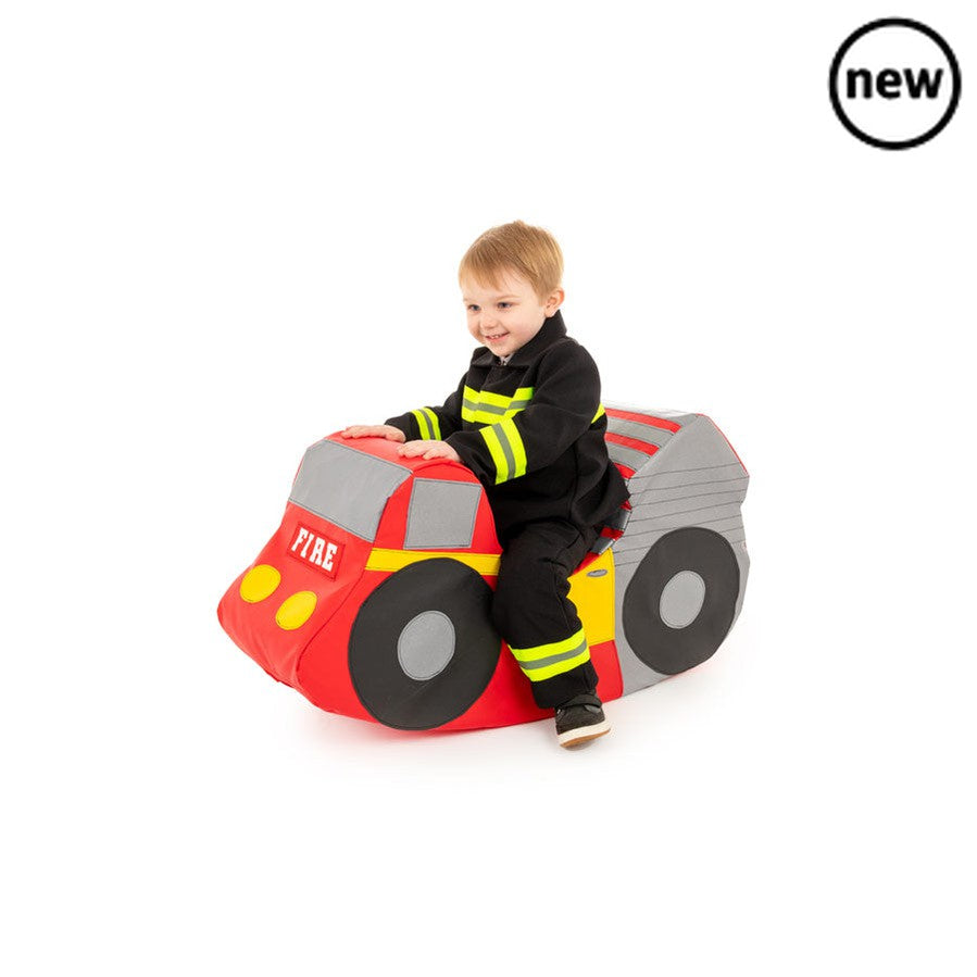 Fire Engine Rocker, The Fire Engine Rocker is designed to be a great role play toy and have a gentle rocking action that is safe for younger children. It is designed for one child to play on and is a fun addition in any nursery. The Rocker is made of soft foam with a brightly coloured, wipe clean PVC cover. For both indoor and outdoor use. Must not be permanently left outdoors. 90cm x 25cm x 50cm Expected delivery 10 working days Hand made in the UK, Fire Engine Rocker,EYFS Rocker. Toddler Rocker, Soft play