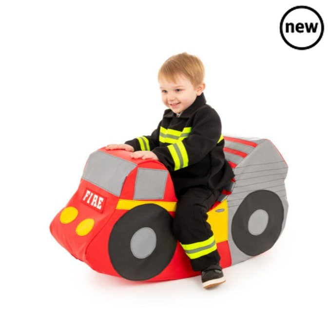 Fire Engine Rocker, The Fire Engine Rocker is designed to be a great role play toy and have a gentle rocking action that is safe for younger children. It is designed for one child to play on and is a fun addition in any nursery. The Rocker is made of soft foam with a brightly coloured, wipe clean PVC cover. For both indoor and outdoor use. Must not be permanently left outdoors. 90cm x 25cm x 50cm Expected delivery 10 working days Hand made in the UK, Fire Engine Rocker,EYFS Rocker. Toddler Rocker, Soft play