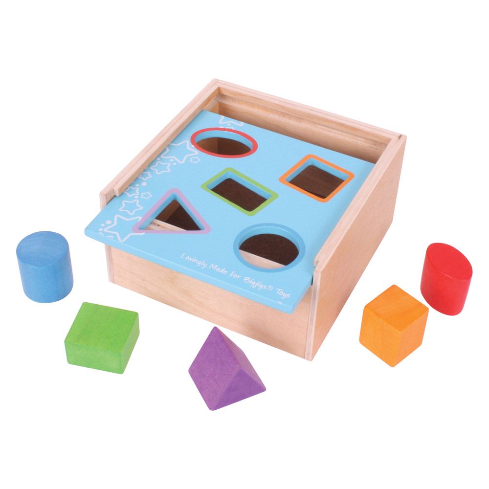 First Posting Box, Help your little one develop colour and shape recognition with this wooden Posting Box. Match the shapes to the colours and slots on the top of this wooden box and post each shape through the correct hole. Help your little one develop colour and shape recognition with this wooden Posting Box. Match the shapes to the colours and slots on the top of this wooden box and post each shape through the correct hole. The wooden box features a sliding top to allow easy access to all shapes and stor