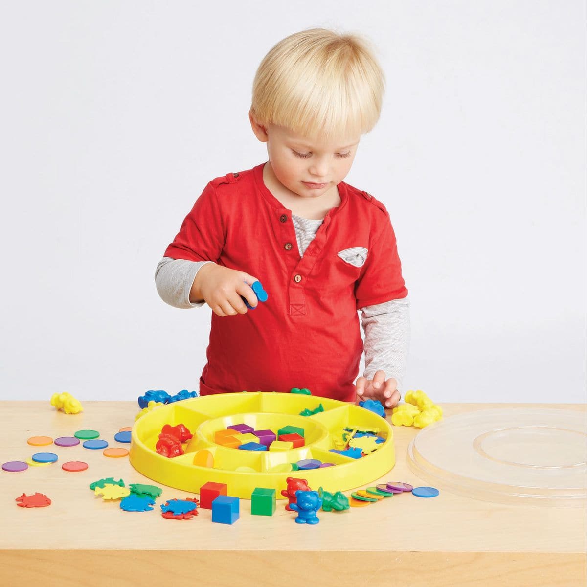 First Sorting Tray Set, Introduce young children to the exciting world of mathematics with The First Sorting Set. This educational toy is designed to help children understand basic mathematical concepts such as sorting, counting, ordering, creating patterns, and sequences.The First Sorting Set includes 133 pieces, making it a versatile and comprehensive resource for numeracy activities in classrooms and homes. With a variety of shapes, colors, and sizes, children can engage in hands-on learning experiences 