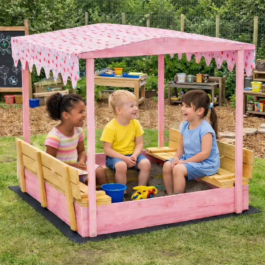 Flamingo Wooden Sandbox with Lid-Flamingo Wooden Sandbox with Lid
