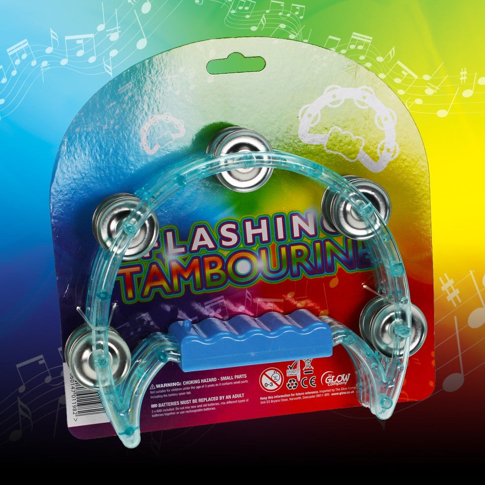 Flashing tambourine, The Flashing tambourine is a joy for small kids, and a dazzle for adults, this multi-function light-up tambourine flashes bright with the multi-color LED lights. The Flashing tambourine has a new central hand grip area perfect for those with weaker grip or hand control. Three modes include Fast lights, Flashing, and a slow colour-changing effect. The bright lights and sound make for a great sensory resource in a darkened environment or sensory room for children with Special Needs, Autis