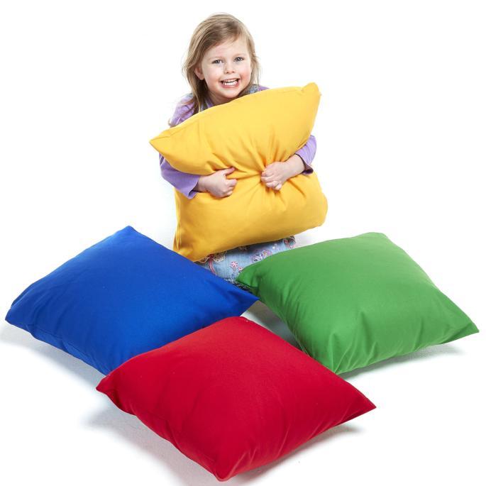 Floor Cushions Primary Colours, Inject a splash of vibrancy and comfort into any learning environment with our pack of 4 Primary Colour floor cushions. Designed to cultivate both coziness and educational engagements, these cushions will be a hit in classrooms, early year settings, and homes. Key Features: Primary Colour Representation: Each cushion distinctly represents a primary colour, encouraging color recognition and stimulating conversations about primary colours amidst young learners. Versatility and 