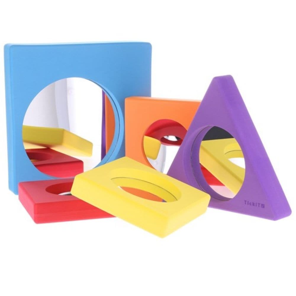 Foam Surround Mirror Set of 5, Introducing a vibrant set of five Foam Surround Mirrors, enveloped in colorful, soft-to-touch foam surrounds. These mirrors are not merely reflective surfaces; they are enchanting tools for exploration, communication, and sensory play, making them a delightful addition to any learning environment, especially for EYFS children and toddlers. 🌟 Diverse & Engaging: This set features yellow, blue, and purple surrounds with plain reflective mirrors, a red surround with a convex mirr