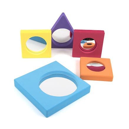 Foam Surround Mirror Set of 5, Introducing a vibrant set of five Foam Surround Mirrors, enveloped in colorful, soft-to-touch foam surrounds. These mirrors are not merely reflective surfaces; they are enchanting tools for exploration, communication, and sensory play, making them a delightful addition to any learning environment, especially for EYFS children and toddlers. 🌟 Diverse & Engaging: This set features yellow, blue, and purple surrounds with plain reflective mirrors, a red surround with a convex mirr