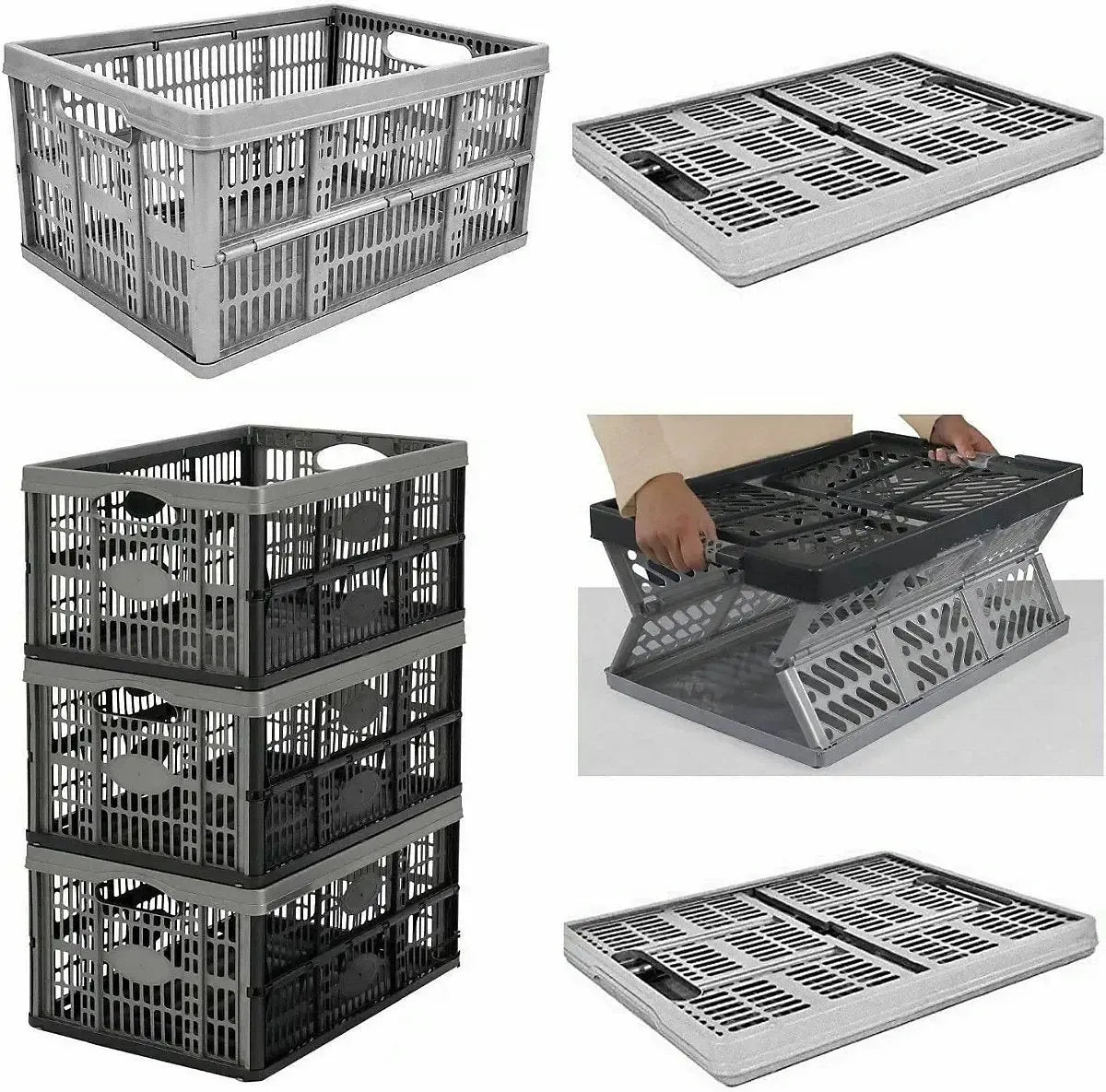 Foldable Collapsible Plastic Storage Crate-Foldable Collapsible Plastic Storage Crate