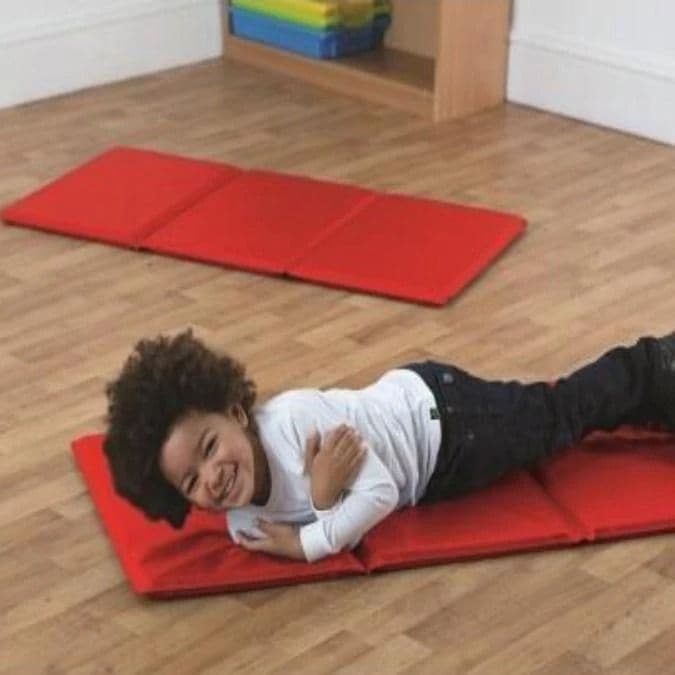 Folding Sleep Mat Pack of 10, A pack of 10 folding sleep mats perfect for child rest in nurseries.Each folding sleep mat has a space saving design and folds in three for ease of storage when not in use.Our great value Folding Rest Mats are durable for regular use as we know that sleeping is an essential part of the day in nursery settings. The outer vinyl is soft and wipe clean and the seams are welded for hygiene. The space saving design allows the mats to be folded in 3 and stored easily. The Folding Slee