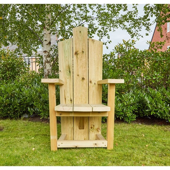 Freestanding Wooden Storytellers Throne, This beautiful chunky Storytellers Throne will make any child feel like royalty! The Storytellers Throne is designed to capture a child's imagination and spark creativity, this chair is great for outdoor storytelling and role play. Large enough to seat two children together, it will help to develop collaborative social reading skills.The Storytellers Throne can also be used to bring a touch of magic during role play for potential Kings and Queens. Designed to capture