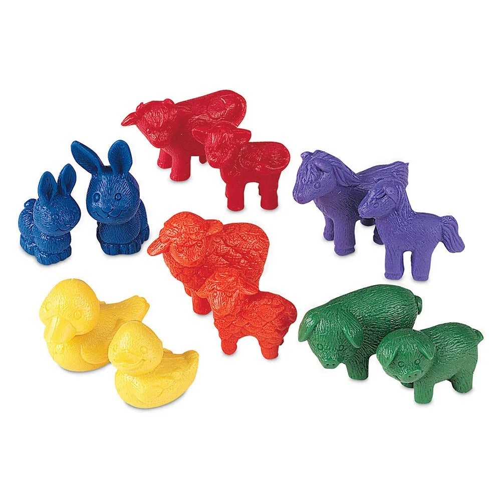 Friendly Farm Animal Counters Set of 144, These Friendly Farm Animal Counters are a set of 144 colourful animals including a cow, horse, pig, chicken, duck and sheep themed counters. These Friendly Farm Animal Counters can be used for a wide range of (mathematical) activities. Sort the farm animals by shape or by colour or to create a pattern of animals. The Friendly Farm Animal Counters also invite students to create stories about the farm, animal life and more. The ability to sort objects and classify the