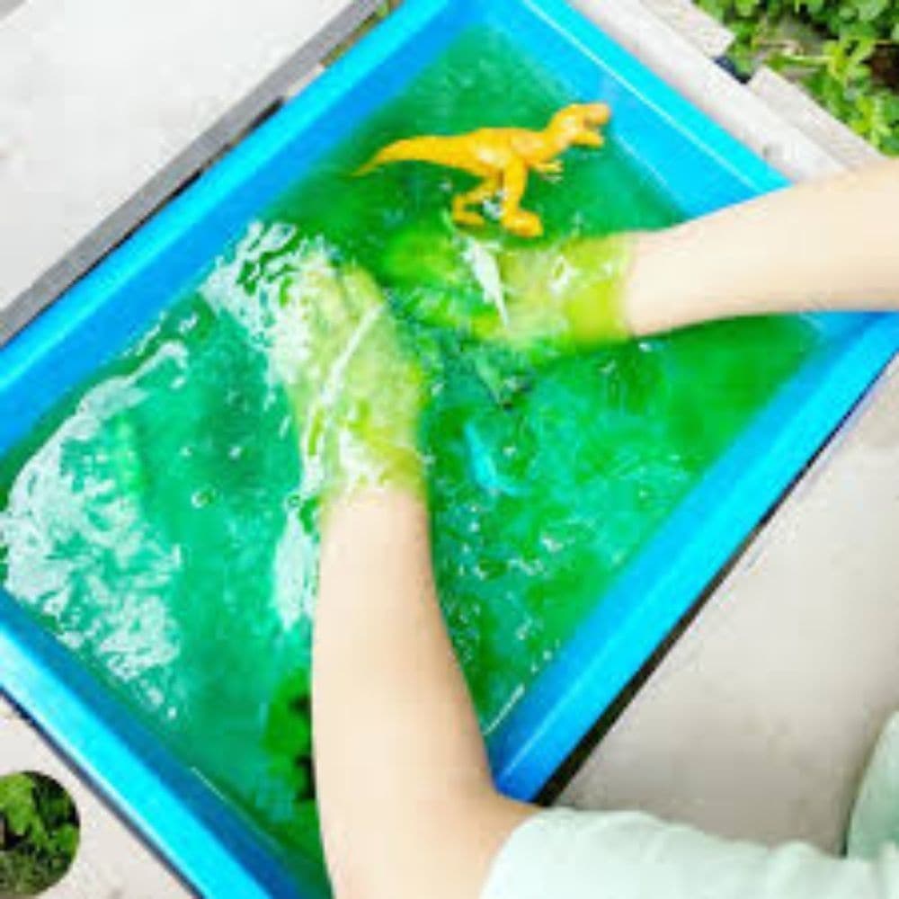 Gelli Slime Green 600g, Gelli Slime Green 600g creates a completely different texture and feel and turns the water into a gooey, drippy, oozy messy play area. Unlike Gelibaff,The Gelli Slime Green 600g doesn't need a second powder to dissolve the solution, instead you just add more water making it simple to use. Turns your water into eco-friendly goo or modelling gelli. Colourful, tactile, sensory playtime activity, ideal for early years settings or for changing materials in a primary setting. This product 