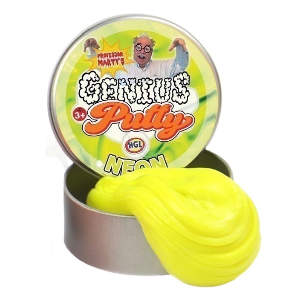 Genius Thinking Putty Neon, The Tin of Genius Thinking Putty Neon offers an unmatched tactile experience that will captivate your senses. This incredible putty allows you to mould, stretch, bounce, and even watch it melt right before your eyes! Supplied in an assortment of striking and vibrant neon-inspired colors, this putty will instantly grab your attention. Each tin contains a medley of brightly colored putty that is perfect for sensory exploration, stress relief, or simply unleashing your inner creativ