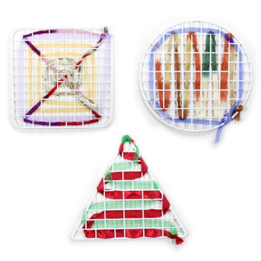 Geometric Weaving Frames Pack of 6, This Pack of 6 Geometric Weaving Frames is ideal for developing fine motor skills and creating mini works of art by threading through ribbons, paper and fabric. The Geometric Weaving Frames pack can also be used to reinforce the names of shapes and their properties, introducing young learners to angles, perimeter, diameter and other structures of measurement. Children will enjoy arts and crafts sessions that involve these geometric weaving frames! Get them excited about s