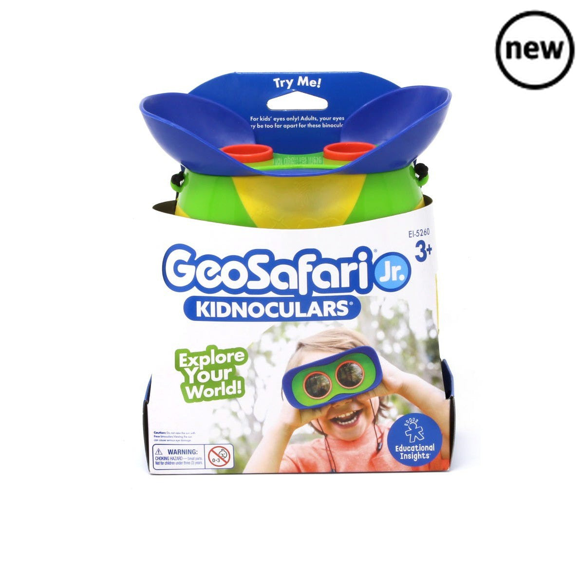 GeoSafari Jr Kidnoculars, Explore the outdoors with the only binoculars designed specifically for little kids. Enlarged, focus-free eyepieces which are more than three times the size of ordinary binoculars, and perfect-fit goggles with placement guide enable young children, even toddlers, to see up close. These colourful binoculars that have been specifically designed for children. Lightweight and durable these eye pieces are perfect for small explorers! GeoSafari Jr Kidnoculars Binoculars feature focus-fre