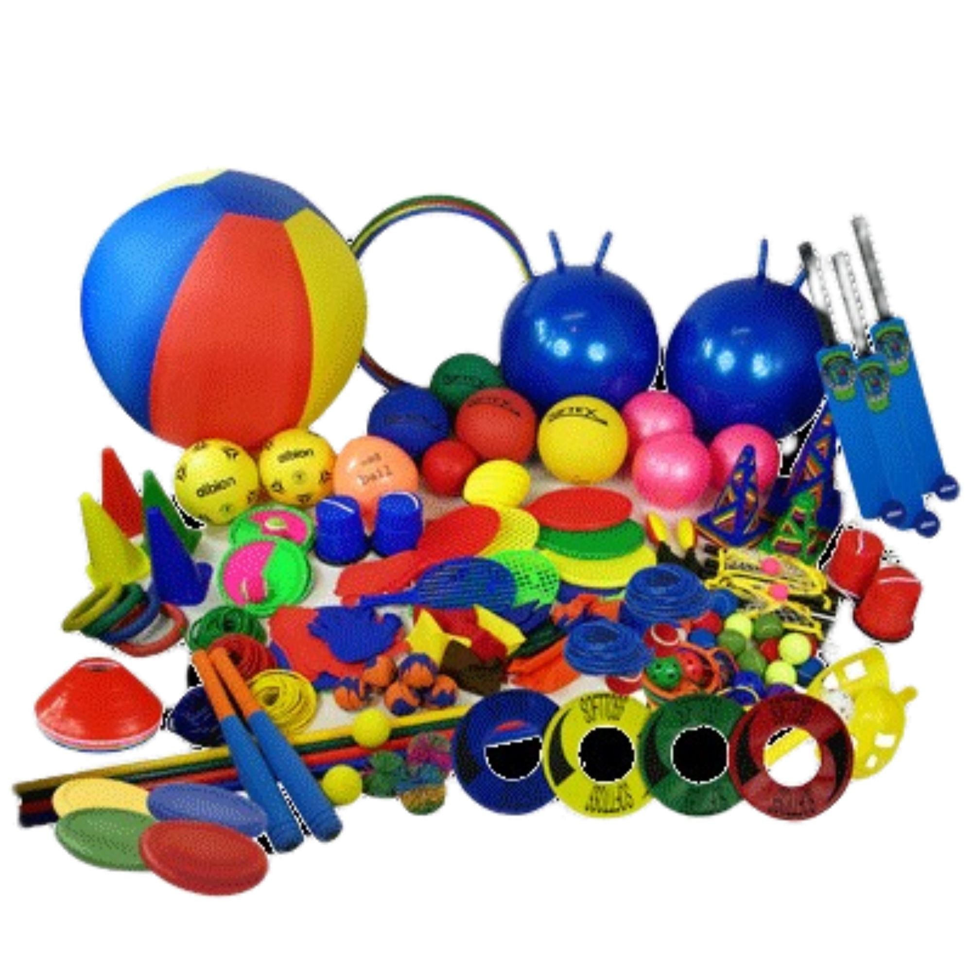 GetSetGo Multi Activity Pack B, The GetSetGo Multi Activity Pack B is a comprehensive set designed to engage children in a variety of physical activities, encouraging them to achieve the recommended 30 minutes of daily exercise. It also supports emotional and mental well-being by providing engaging and entertaining activities. Components and Their Benefits: Throwing and Catching: 4 Rubber Quoits & 2 Catch Pad Sets: These are excellent for developing hand-eye coordination. 6 Sequence Discs: Perfect for targe