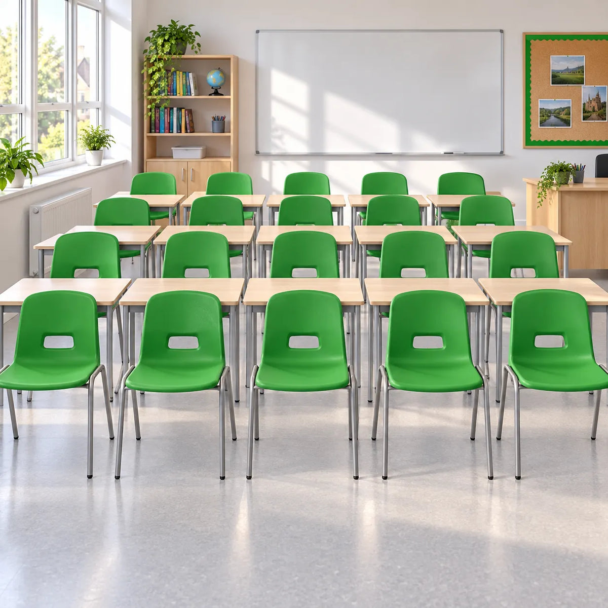 GH20 Stacking Chair Set of 20 in a bright UK classroom – lifestyle image 2