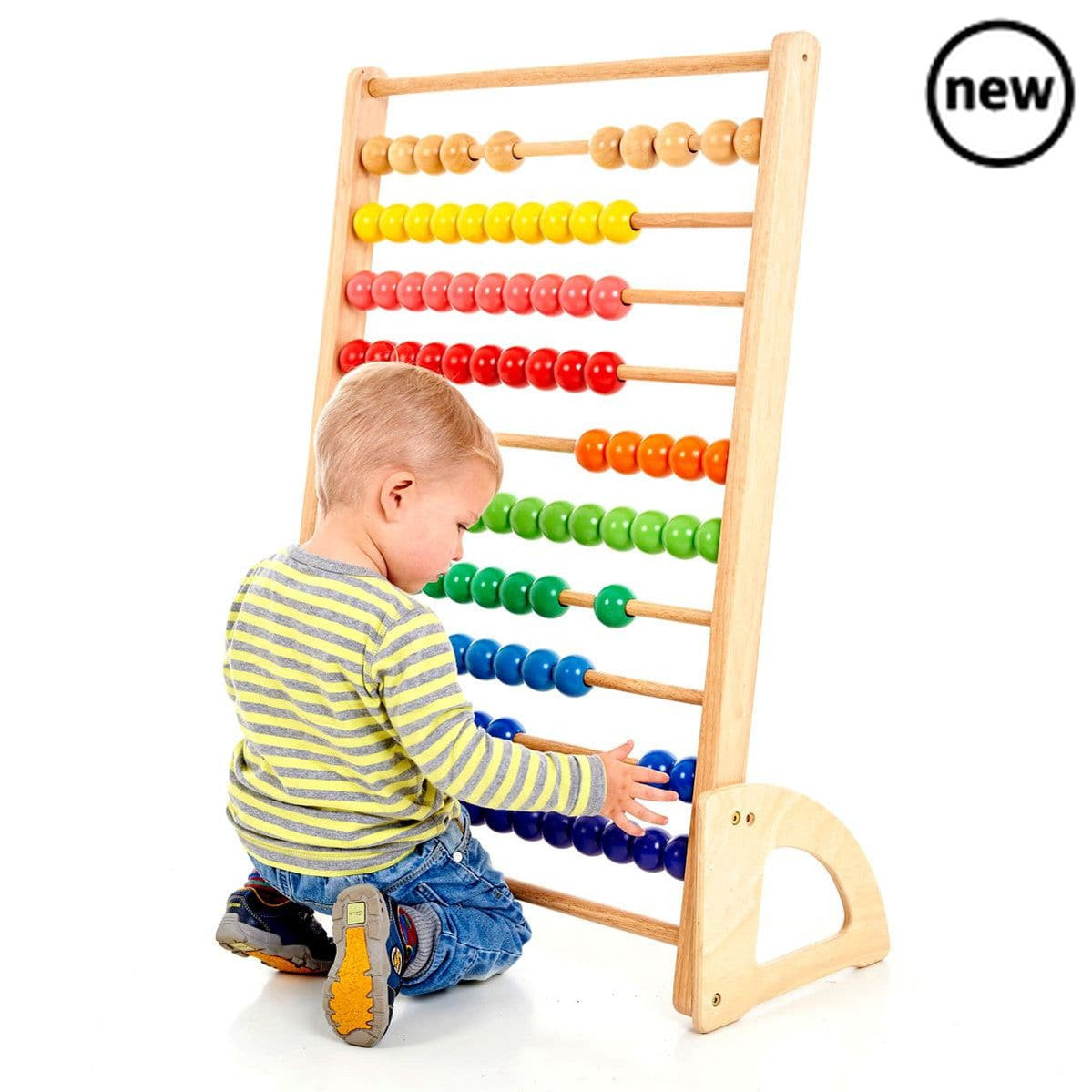 Giant Abacus, Our colourful Giant Wooden Abacus is a fantastic traditional wooden toy that is perfect for use at home, nursery or even the classroom. Encourages maths skills, patterning and colour recognition. With its bright beads and sturdy wooden frame, this traditional wooden abacus toy is highly educational and a playroom essential. There are ten rows with ten beads on each - so let's start adding! Made from high-quality, responsibly sourced materials. Conforms to current European safety standards. Req