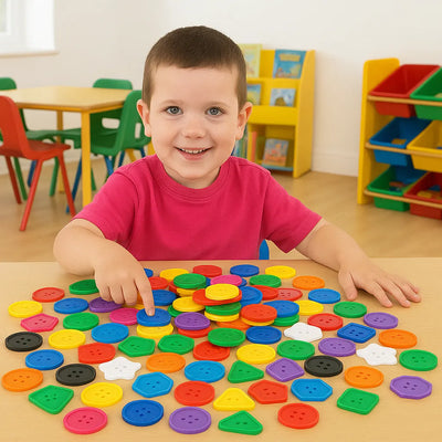 Giant Assorted Colour Button Counters 120 Pieces-Giant Assorted Colour Button Counters 120 Pieces