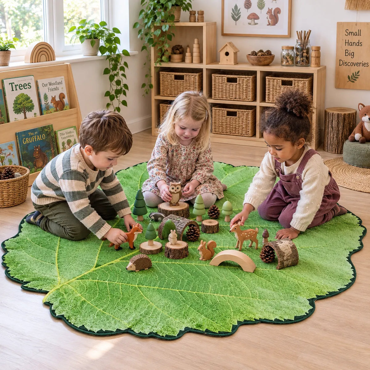 Giant Leaf Playmat in a natural early years indoor setting with children – image 6 of 8