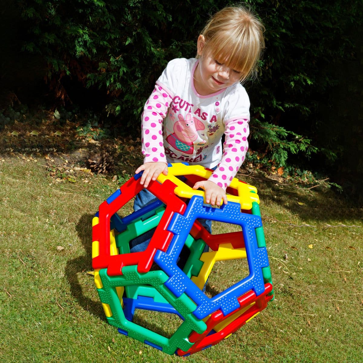 Giant Polydron Pentagon Set, Introducing the Giant Polydron Pentagon Set, the perfect addition to the renowned Giant Polydron construction range. This set takes creativity and learning to new heights, allowing children to explore and construct a whole new array of shapes and structures.With the inclusion of pentagons in this set, young builders can expand their design possibilities and create unique and varied shapes. From making enormous balls to constructing the five Platonic Solids by combining the penta