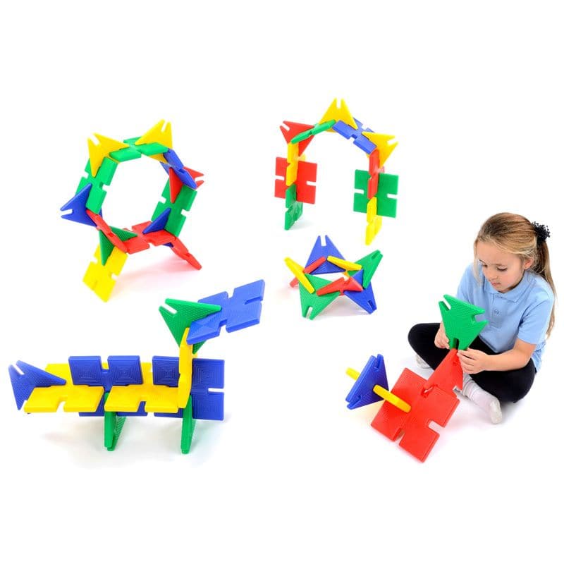 Giant PolyPlay 48 Pieces, Build large models at 90 and 120 degree angles with this Giant PolyPlay 48 Piece set. The Giant Polyplay Set of 48 Pieces is ideal for both indoor and outdoor use, the amazing feature of Giant PolyPlay is the wide diversity of models it can create. It is a great range for nurseries and primary schools. The Giant PolyPlay 48 Piece sets are all based upon interlinking square and triangle pieces. All the pieces slot together with the square having 4 connecting points every 90 degrees 
