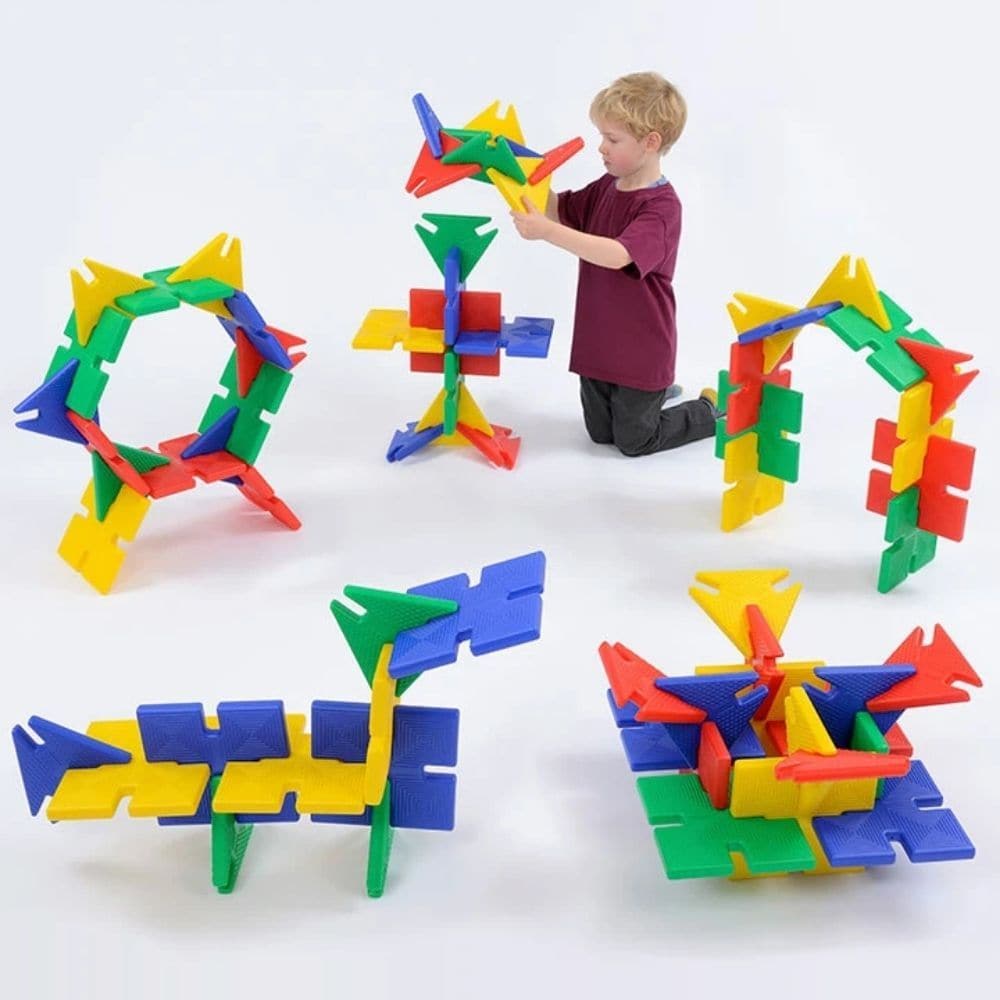Giant PolyPlay 72 Pieces, Unlock the world of shapes, angles, and endless possibilities with the Giant PolyPlay 72-Piece Set! Specifically designed to inspire creativity and spatial understanding, this set is a fantastic educational resource for nurseries and primary schools. With its durable design, it's perfect for both indoor and outdoor play. Giant PolyPlay 72 Pieces Features Versatile Design: Create an incredible diversity of models, from geometric shapes to everyday objects, animals, and people. Indoo