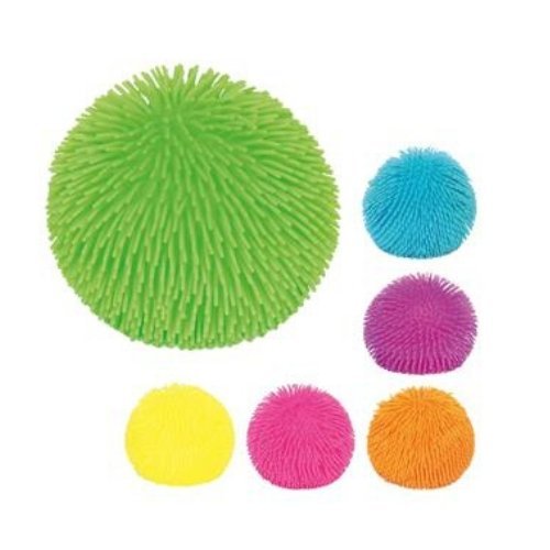 Giant Puffer Ball, This giant puffer ball has soft rubber spikes and a super-squeezable texture. When you squeeze these puffer balls, an air bubble emerges from the interior. This is jumbo sized - 6" and a lot of fun to throw and catch Fidgets are a self-regulation tool used with children and adults who have a difficult time sitting still or focusing. Fidgets help promote focus and concentration, and keep the body (fingers) busy so they can still sit and focus! Fidget toys are also great for strengthening h