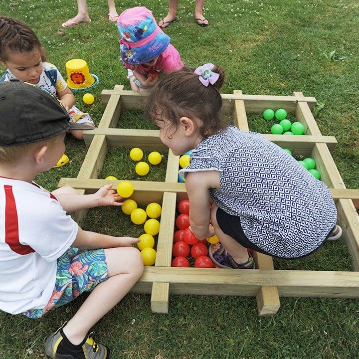 Giant Sorting Tray, Part of our outdoor nursery range, the Giant Sorting Tray is a great way for children to learn how to sort and organise. They can collect natural items from around the play area and sort them into groups. It can also be used to create art pieces, or to attract wildlife and mini beast into the different sections, find out which material they like best! Dimensions (LxWxH): 1000x1000x100mm, Giant Sorting Tray,Outdoor nursery play equipment,outdoor nursery early years wooden play equipment,e