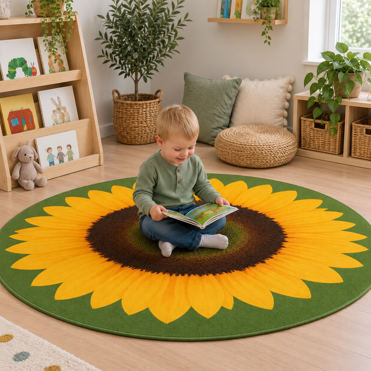 Giant Sunflower Mat in a natural indoor early years setting with children – image 5 of 8