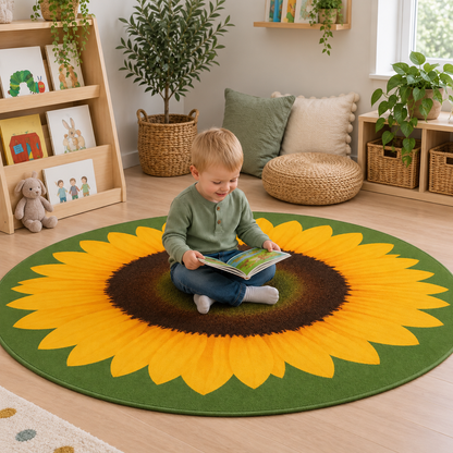 Giant Sunflower Mat in a natural indoor early years setting with children – image 5 of 8