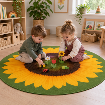 Giant Sunflower Mat in a natural indoor early years setting with children – image 7 of 8