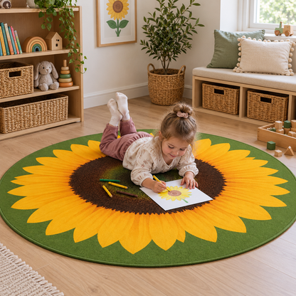 Giant Sunflower Mat in a natural indoor early years setting with children – image 8 of 8