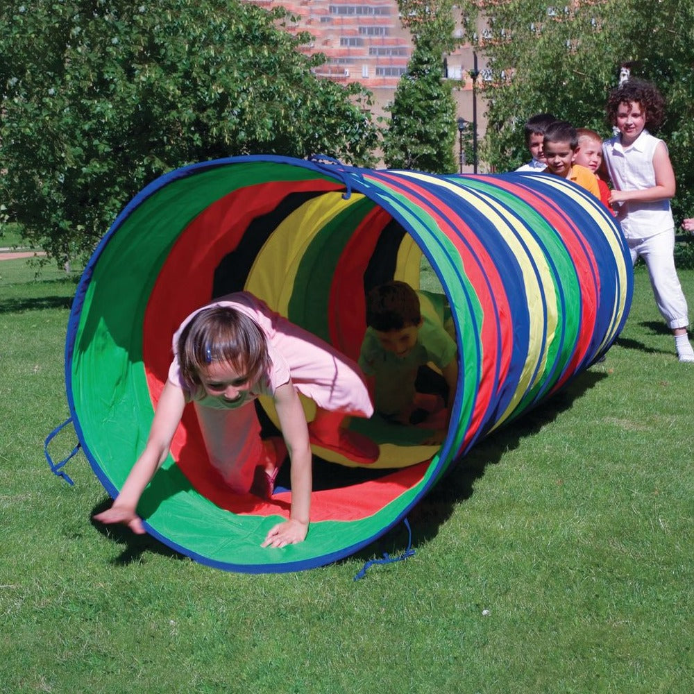 Giant Tunnel, The Giant Tunnel is the perfect addition to any child's outdoor play area! With its impressive size and bright, eye-catching colors, it's sure to provide hours of fun and entertainment! Made from heavy-duty nylon, this tunnel is suitable for both indoor and outdoor use, making it an ideal choice for any weather condition.The Tunnel is supported by a sturdy steel coil covered with a protective sleeve, ensuring that it can withstand even the most active playtime! And with a diameter of 90cm and 