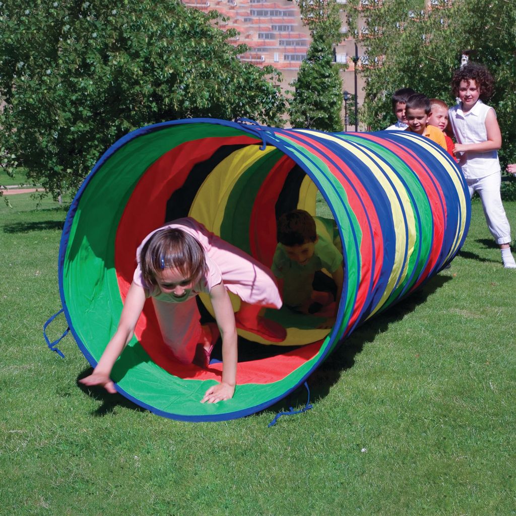 Giant Tunnel, The Giant Tunnel is the perfect addition to any child's outdoor play area! With its impressive size and bright, eye-catching colors, it's sure to provide hours of fun and entertainment! Made from heavy-duty nylon, this tunnel is suitable for both indoor and outdoor use, making it an ideal choice for any weather condition.The Tunnel is supported by a sturdy steel coil covered with a protective sleeve, ensuring that it can withstand even the most active playtime! And with a diameter of 90cm and 