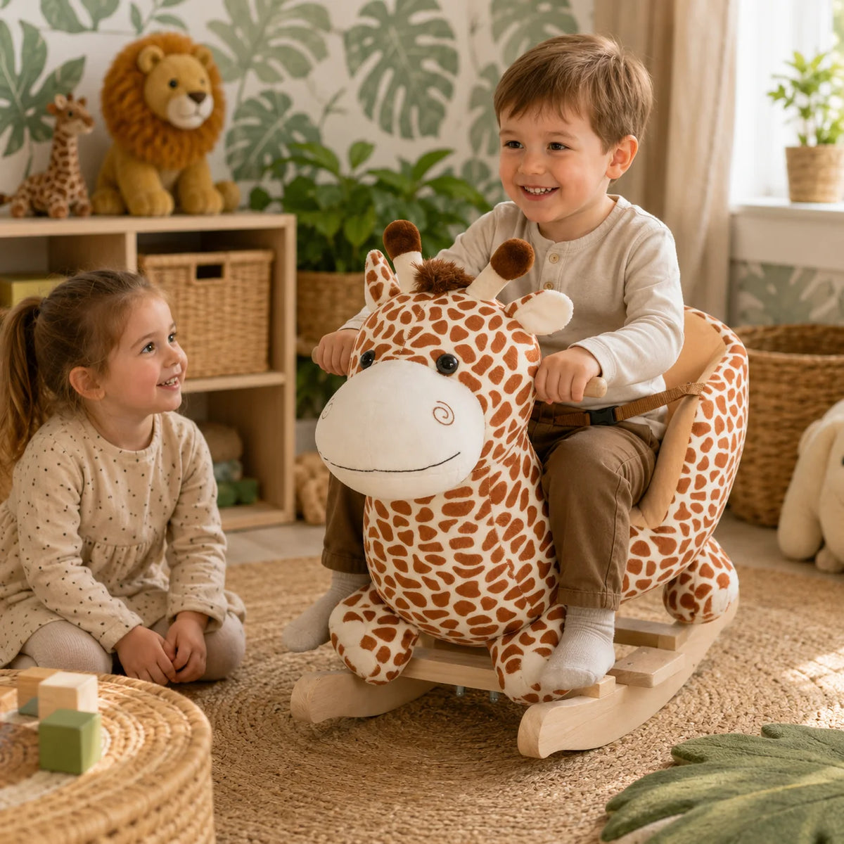 Giraffe Plush Rocking Horse-Giraffe Plush Rocking Horse