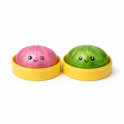 Glitter Squishy Bao Bun In Dumpling Case-Glitter Squishy Bao Bun In Dumpling Case