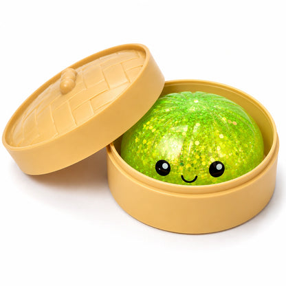 Glitter Squishy Bao Bun In Dumpling Case-Glitter Squishy Bao Bun In Dumpling Case