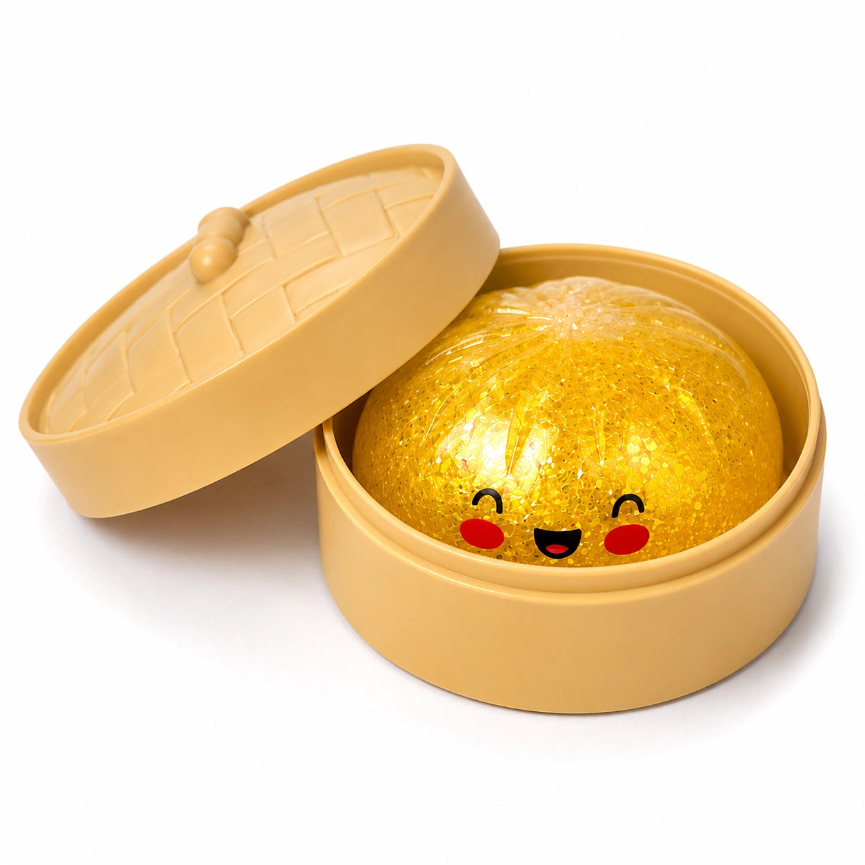 Glitter Squishy Bao Bun In Dumpling Case-Glitter Squishy Bao Bun In Dumpling Case