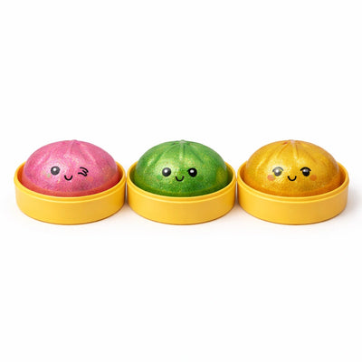 Glitter Squishy Bao Bun In Dumpling Case-Glitter Squishy Bao Bun In Dumpling Case