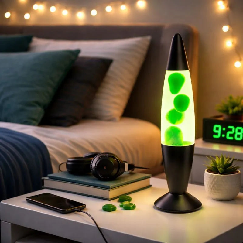 Global Gizmos Lava Lamp Green Wax with Black Base-Global Gizmos Lava Lamp Green Wax with Black Base