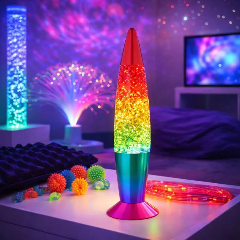 Global Gizmos Rainbow Glitter Lamp-Global Gizmos Rainbow Glitter Lamp