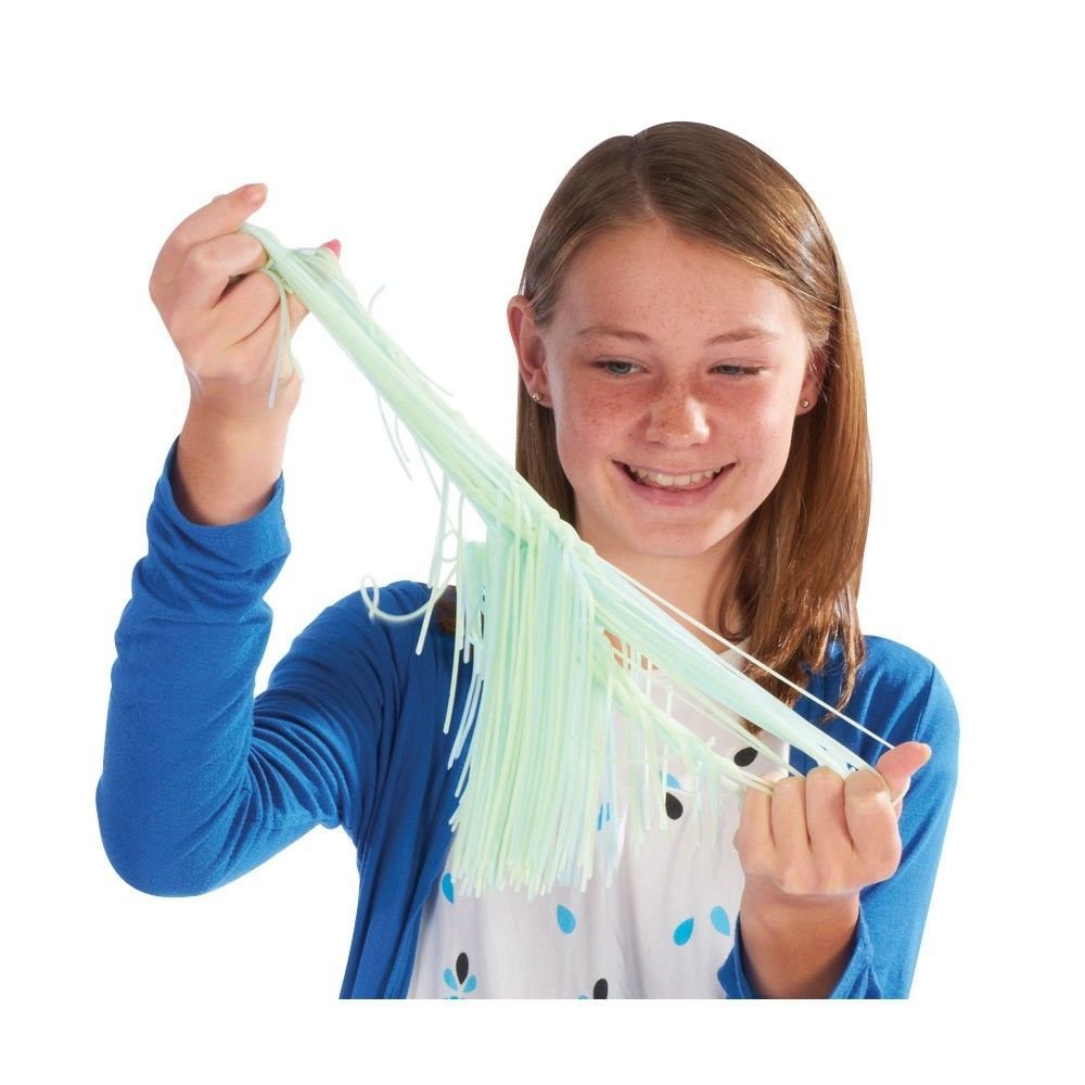 Glow in the Dark Stretchy Spaghetti, The unique feel and qualities of the Sensory Glow Spaghetti are great for relieving stress, provides a great fidget toy, and is an excellent tactile item for those with sensory processing disorder. The Sensory Spaghetti Glow provides a sensation of the "noodles" dripping through the fingers and is probably one of the most tactile toys ever produced. It is made of super stretchy HyperFlex material, which makes it an addictive hand toy that is hard to put down. The unique 