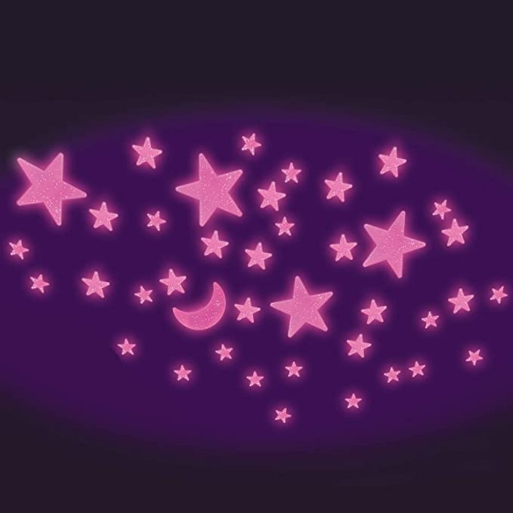 Glow stars pink glitter, Dive into a universe of shimmer and shine with our New Glow Glitter Stars – a perfect addition for any girl's bedroom or sensory room. These ethereal accents are designed to dazzle both day and night. Features: 🌟 Dazzling Pink Design: Crafted from premium pink plastic, these stars are not just any regular glow stars. They boast a sparkly appearance during the day, adding a touch of whimsy and wonder to your room. 🌙 Night-time Glow: As daylight fades, the Glow Glitter Stars come aliv
