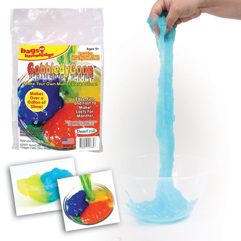 Gobbledy Goop, Introducing the ultimate slimy fun for kids - Gobbledy Goop slime-making kit! Unleash your creativity and spend hours of endless entertainment with our incredible kit that allows you to make your very own slime in various colors and consistencies.With our kit, you can experiment with different techniques and create slimy masterpieces that are as unique as you are. The included food coloring tablets give you the power to mix and match colors, allowing you to customize your slime to your heart'