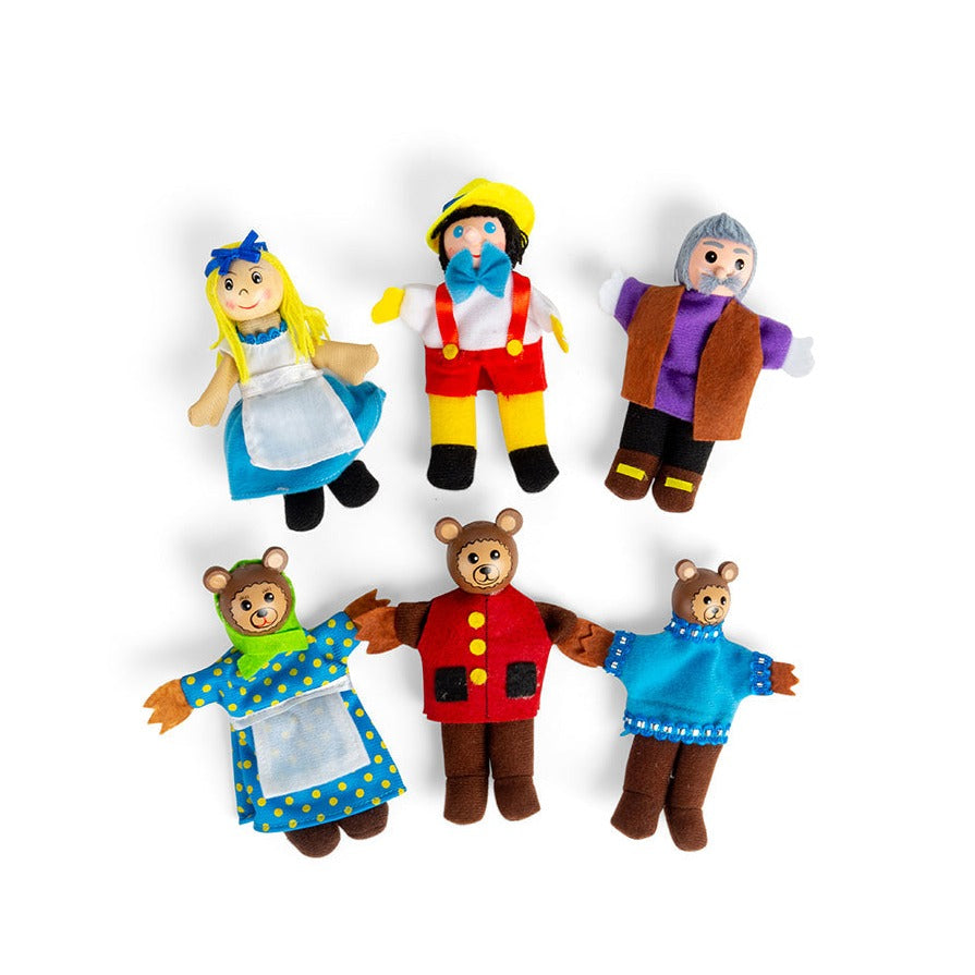 Goldilocks Finger Puppets, These delightful wooden Finger Puppets bring to life the beloved characters from the classic fairy tale "Goldilocks and the Three Bears." Designed with young children in mind, these puppets are perfectly sized for little fingers, making them an excellent tool for developing creative and interactive play sessions. Here are some key details about this charming Goldilocks Finger Puppets set: The Complete Cast: This set includes the three bears and, of course, the star of the show, Go