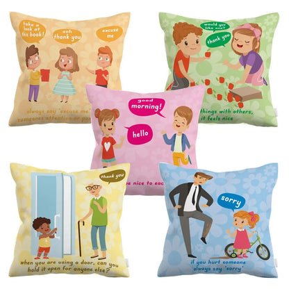 Good Manners Cushions – Pack of 5