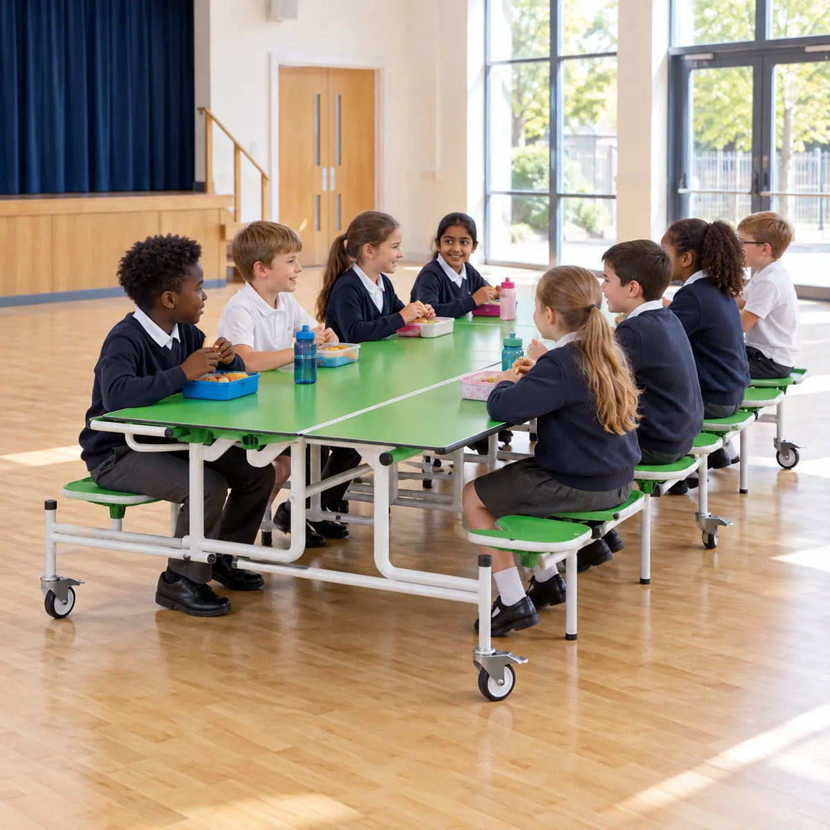 GoRoll 16 Stool Folding Beam Seat 10ft – UK school lifestyle image 4
