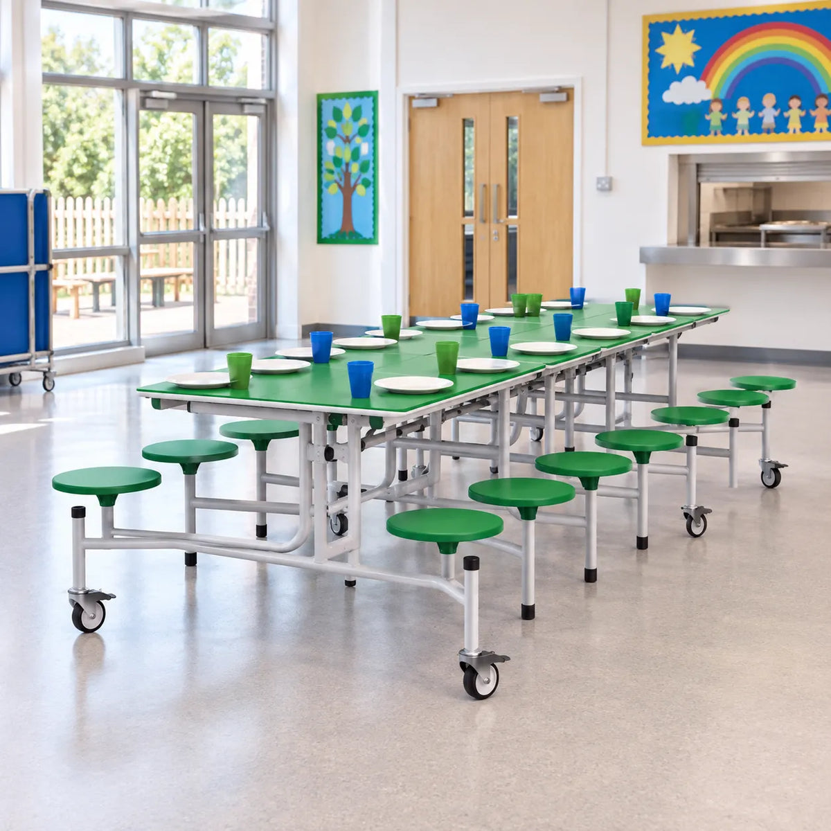 GoRoll 16 Stool Folding Beam Seat 10ft – UK school lifestyle image 2